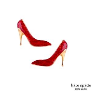 NEW kate spade Things We Love Red Glitter High Heel Stud Earrings